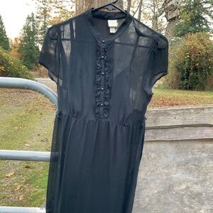 Merona Sheer Black Midi Dress, Medium